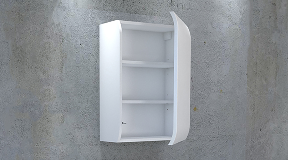 Wall-mounted bathroom cabinets with shelves